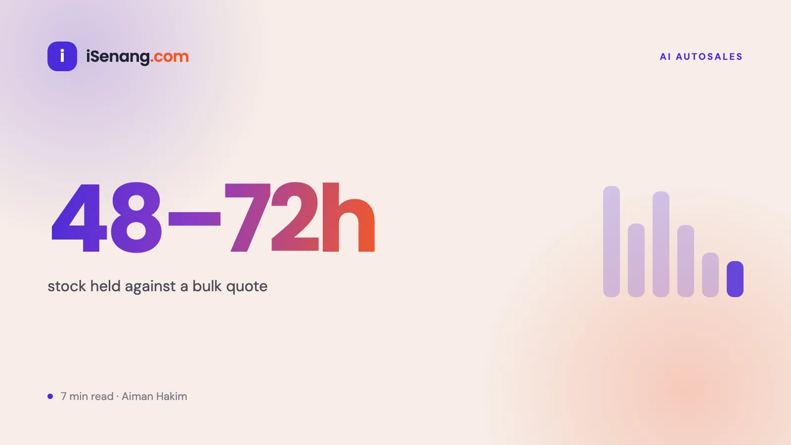 48 to 72 hours — how long an AI sales agent holds stock against a bulk quote